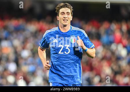 Cesena, Italia. 22 marzo 2024. Fabio Miretti (Italia) ritratto durante EURO 2025 U21 - QUALIFICAZIONI - Italia contro Lettonia, Campionato europeo di calcio a Cesena, Italia, 22 marzo 2024 credito: Agenzia fotografica indipendente/Alamy Live News Foto Stock