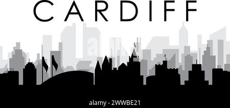 Panorama dello skyline cittadino di CARDIFF, REGNO UNITO Illustrazione Vettoriale