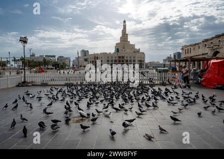 Al Fanar moschea, soprannominato la moschea a spirale, a Doha, in Qatar. Foto Stock
