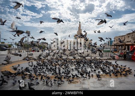 Al Fanar moschea, soprannominato la moschea a spirale, a Doha, in Qatar. Foto Stock