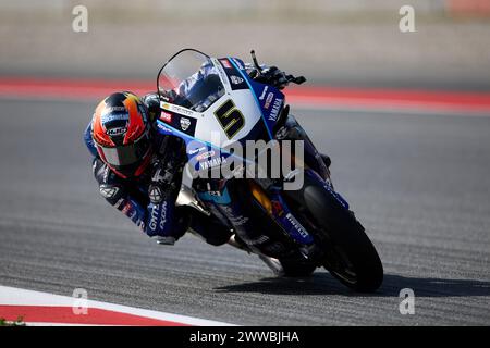 Barcellona, Spagna. 22 marzo 2024. Philipp Oettl dalla Germania del team Yamaha GMT94 con Yamaha YZF R1 durante il MOTUL FIM Superbike World Championship 2024 - Pirelli Catalunya Round al Circuit de Barcelona-Catalunya il 22 marzo 2024 a Barcellona, Spagna (Credit Image: © David Ramirez/DAX via ZUMA Press Wire) SOLO USO EDITORIALE! Non per USO commerciale! Foto Stock