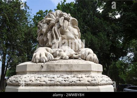 Leone di Aspern, Memoriale di guerra di Anton Dominik Fernkorn a Vienna, Austria Foto Stock