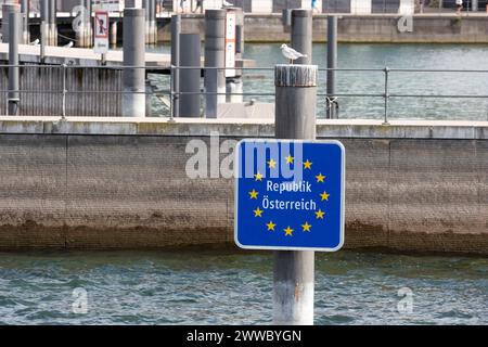 Repubblica d’Austria, confine di Stato nel lago di Costanza, Austria Foto Stock