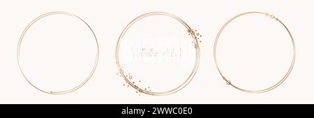 Set di cornici a cerchio d'oro botanico. Illustrazione Vettoriale