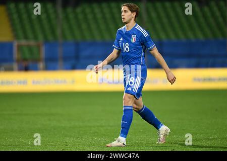 Cesena, Italia. 22 marzo 2024. Jacopo Fazzini (Italia) in occasione di EURO 2025 U21 - QUALIFICAZIONI - Italia contro Lettonia, Campionato europeo di calcio a Cesena, Italia, 22 marzo 2024 credito: Agenzia fotografica indipendente/Alamy Live News Foto Stock