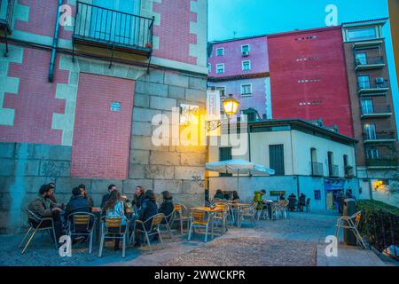 Terrazza in Rollo street, Vista notte. Madrid, Spagna. Foto Stock