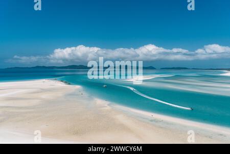 Laguna di Whitehaven Beach presso il parco nazionale queensland australia, patrimonio mondiale del mare tropicale dei coralli. Foto Stock