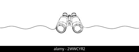 I binocoli sono tracciati con una linea continua. Illustrazione vettoriale. Illustrazione Vettoriale
