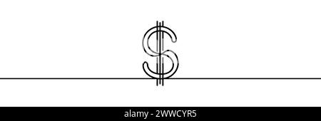 dollaro disegnato con una linea continua. Illustrazione vettoriale. Illustrazione Vettoriale