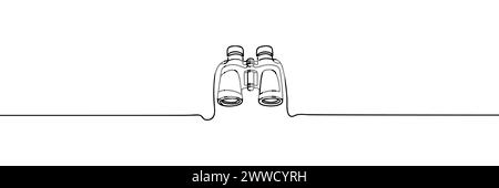 I binocoli sono tracciati con una linea continua. Illustrazione vettoriale. Illustrazione Vettoriale