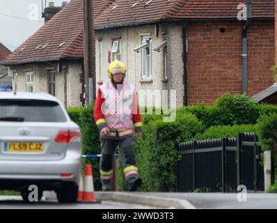 11/05/2012..la scena in Victory Road, Allenton, Derby, dove cinque bambini sono morti e due adulti sono stati portati in ospedale questa mattina dopo un incendio... tutto Foto Stock