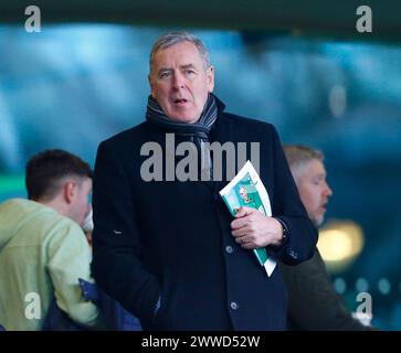 Aviva Stadium, Dublino, Irlanda. 23 marzo 2024. Amichevole internazionale di calcio, Repubblica d'Irlanda contro Belgio; ex portiere irlandese Packie Bonner credito: Action Plus Sports/Alamy Live News Foto Stock