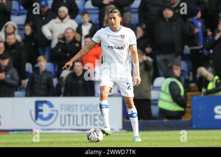 Birkenhead, Regno Unito. 23 marzo 2024. Josef Yarney della Tranmere Rovers. EFL Skybet Football League Two Match, Tranmere Rovers contro Crawley Town a Prenton Park, Birkenhead, Wirral sabato 23 marzo 2024. Questa immagine può essere utilizzata solo per scopi editoriali. Solo per uso editoriale, .pic di Chris Stading/ credito: Andrew Orchard fotografia sportiva/Alamy Live News Foto Stock