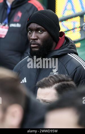 Dublino, Irlanda. 23 marzo 2024. Romelu Lukaku belga nella foto durante una partita amichevole di calcio tra l'Irlanda e la nazionale belga dei Red Devils, a Dublino, Irlanda, sabato 23 marzo 2024. I Red Devils giocano due partite amichevoli in preparazione all'Euro 2024. BELGA PHOTO BRUNO FAHY credito: Belga News Agency/Alamy Live News Foto Stock