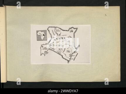 La mappa del Kenya mostra i confini geografici del paese, le regioni, le principali città, le reti di trasporto, i fiumi, laghi e aree costiere, che forniscono una panoramica del layout fisico e amministrativo del Kenya. Foto Stock
