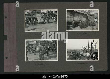 Fotografie in Cina dal 1935 al 1936 mostrano un povero funerale, cammelli, una cerimonia nuziale e un osservatorio, che illustra la vita quotidiana, trasporti e pratiche culturali. Foto Stock