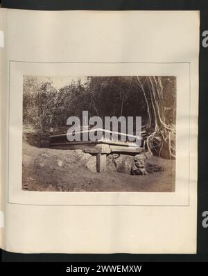 Una cisterna in pietra recentemente scoperta a mal-watta, Mihintale, Ceylon, identificata dai sacerdoti come il bagno di Mahindo, che mostra la gestione storica dell'acqua. Foto Stock