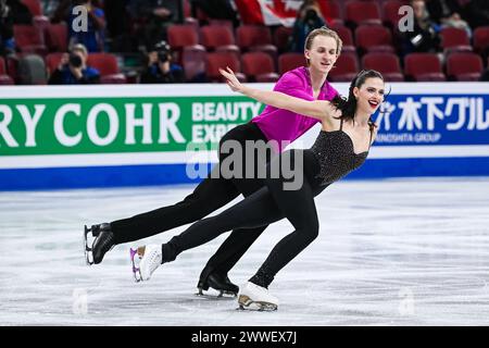 Almere, Paesi Bassi. 22 marzo 2024. ALMERE, PAESI BASSI - 22 MARZO: Adrienne Carhart e Oleksandr Kolosovskyi (AZE) durante la finale della TOTO Basketball Cup tra Sportiff Grasshoppers e Topkip Lions a Topsportcentrum il 22 marzo 2024 ad Almere, Paesi Bassi. (Foto di Andre Weening/Orange Pictures) credito: Orange Pics BV/Alamy Live News Foto Stock