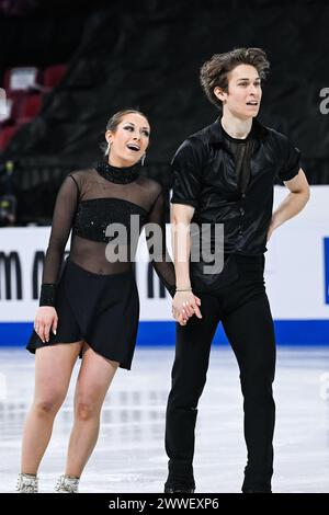 Montreal, Canada. 22 marzo 2024. MONTREAL, CANADA - 22 MARZO 2024: Olivia Oliver e Filip Bojanowski (POL) durante i Campionati mondiali di pattinaggio di figura ISU al Bell Centre On di Montreal, Canada. Crediti: Orange Pics BV/Alamy Live News Foto Stock