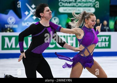 Montreal, Canada. 22 marzo 2024. MONTREAL, CANADA - 22 MARZO 2024: Loicia Demougeot e Theo le Mercier (fra) durante i Campionati mondiali di pattinaggio di figura ISU al Bell Centre On di Montreal, Canada. Crediti: Orange Pics BV/Alamy Live News Foto Stock