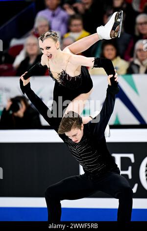 Katerina MRAZKOVA & Daniel MRAZEK (CZE), durante Ice Dance Free Dance, ai Campionati mondiali ISU di pattinaggio di figura 2024, al Bell Center, il 23 marzo 2024 a Montreal, Canada. Crediti: Raniero Corbelletti/AFLO/Alamy Live News Foto Stock