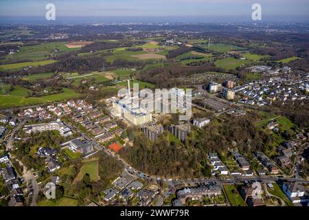 Luftbild, Helios Klinikum Niederberg Krankenhaus mit Neubau Erweiterungsbau, Wohngebiet, Velbert, Ruhrgebiet, Nordrhein-Westfalen, Deutschland ACHTUNGxMINDESTHONORARx60xEURO *** Vista aerea, ospedale Helios Klinikum Niederberg con nuova estensione, zona residenziale, Velbert, zona della Ruhr, Renania settentrionale-Vestfalia, Germania ATTENTIONxMINDESTHONORARx60xEURO Foto Stock