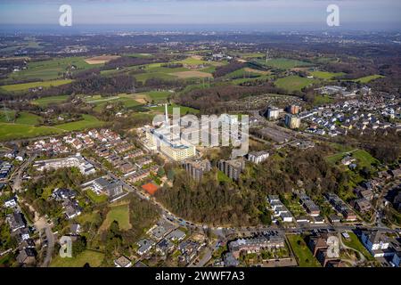 Luftbild, Helios Klinikum Niederberg Krankenhaus mit Neubau Erweiterungsbau, Wohngebiet, Velbert, Ruhrgebiet, Nordrhein-Westfalen, Deutschland ACHTUNGxMINDESTHONORARx60xEURO *** Vista aerea, ospedale Helios Klinikum Niederberg con nuova estensione, zona residenziale, Velbert, zona della Ruhr, Renania settentrionale-Vestfalia, Germania ATTENTIONxMINDESTHONORARx60xEURO Foto Stock