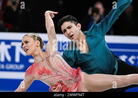 Montreal, Canada. 23 marzo 2024. MONTREAL, CANADA - 23 MARZO 2024: Marjorie Lajoie e Zachary Lagha (CAN) durante i Campionati mondiali di pattinaggio di figura ISU al Bell Centre On di Montreal, Canada. (Foto di David Kirouac/Orange Pictures) credito: Orange Pics BV/Alamy Live News Foto Stock