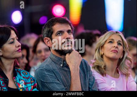 Elezioni europee del 2024: Assemblea del partito politico di sinistra spagnolo Sumar Ernest Urtasun, ministro della cultura spagnolo, visto durante l'assemblea del partito di sinistra spagnolo Sumar celebrato al centro eventi la nave de Villaverde a Madrid. Madrid la nave de Villaverde Madrid Spagna Copyright: XAlbertoxGardinx AGardin 20240324 Politics Asamblea Sumar 0010 Foto Stock