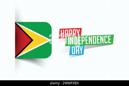 Happy Independence Day of Guyana illustrazione vettoriale, poster della giornata nazionale, design del modello di saluto, file sorgente EPS Illustrazione Vettoriale