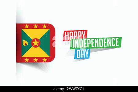Happy Independence Day of Grenada illustrazione vettoriale, poster della giornata nazionale, design del modello di saluto, file sorgente EPS Illustrazione Vettoriale