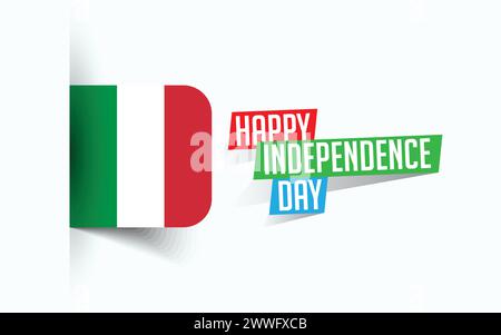 Happy Independence Day of Italy illustrazione vettoriale, poster nazionale, design del modello di saluto, file sorgente EPS Illustrazione Vettoriale