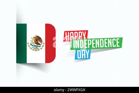 Happy Independence Day of Mexico illustrazione vettoriale, poster della giornata nazionale, design del modello di saluto, file sorgente EPS Illustrazione Vettoriale