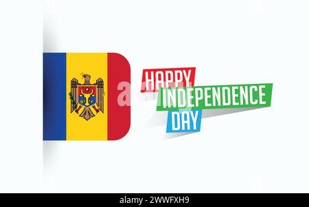 Happy Independence Day of Moldova illustrazione vettoriale, poster della giornata nazionale, design del modello di saluto, file sorgente EPS Illustrazione Vettoriale