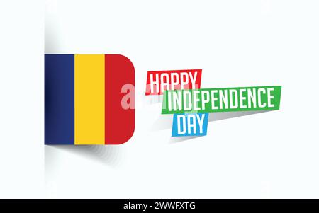 Happy Independence Day of Romania illustrazione vettoriale, poster della giornata nazionale, design del modello di saluto, file sorgente EPS Illustrazione Vettoriale