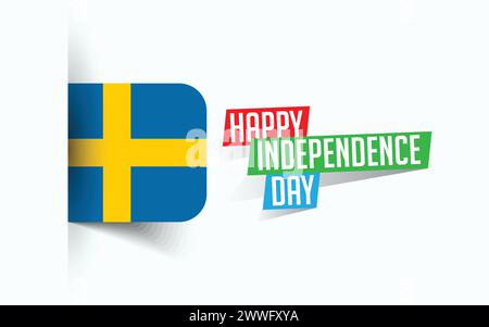 Happy Independence Day of Sweden illustrazione vettoriale, poster della giornata nazionale, design del modello di saluto, file sorgente EPS Illustrazione Vettoriale