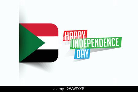 Happy Independence Day of Sudan illustrazione vettoriale, poster della giornata nazionale, design del modello di saluto, file sorgente EPS Illustrazione Vettoriale