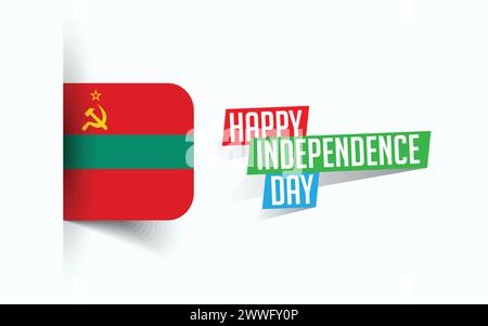Buona giornata dell'indipendenza della Transnistria illustrazione vettoriale, poster della giornata nazionale, design del modello di saluto, file sorgente EPS Illustrazione Vettoriale