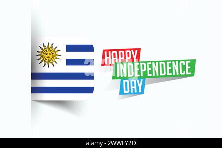 Happy Independence Day of Uruguay illustrazione vettoriale, poster della giornata nazionale, design del modello di saluto, file sorgente EPS Illustrazione Vettoriale