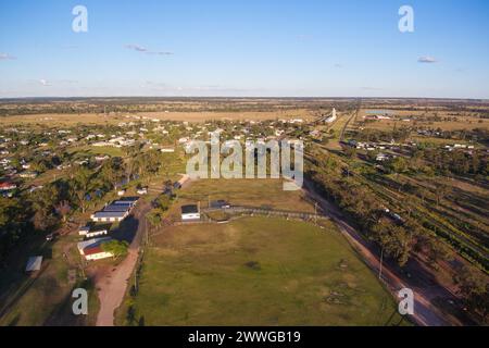 Aerea di Wallumbilla, una città rurale e località nella regione di Maranoa, Queensland, Australia Foto Stock