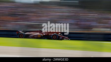 Melbourne, Australia. 24 marzo 2024. Carlos Sainz di Ferrari gareggia durante il Gran Premio d'Australia di Formula 1 all'Albert Park di Melbourne, Australia, il 24 marzo 2024. Credito: Ma Ping/Xinhua/Alamy Live News Foto Stock