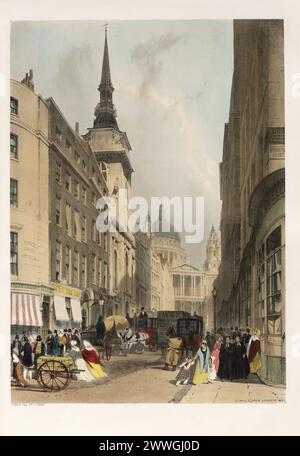 Londra com'è: St. Paul, di Ludgate Hill, 1842. Thomas Shotter Boys (britannico, 1803–1874). Litografia; Foto Stock