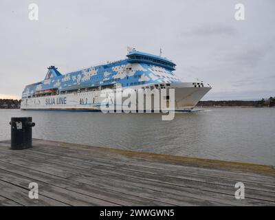 M/S Galaxy, Silja Line, traghetto in partenza per una crociera da Turku, Finlandia Foto Stock