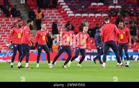 England Subs before kick offduring International Friendly Soccer match tra Inghilterra e Brasile allo stadio di Wembley, Londra, Regno Unito - 23 marzo 2024. Foto Stock