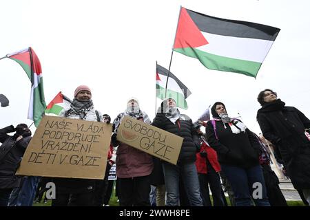 Praga, Repubblica Ceca. 24 marzo 2024. Marzo di solidarietà con la Palestina a Praga, Repubblica Ceca, 24 marzo 2024. Crediti: Katerina Sulova/CTK Photo/Alamy Live News Foto Stock
