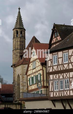 Johanniterkirche, museo d'arte, casa in legno, centro storico, valle Kocher, Kocher, sala schwaebisch, hohenlohe, heilbronn-franken Foto Stock