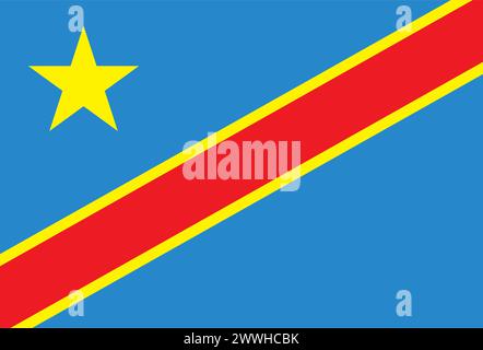 Icona della bandiera della Repubblica Democratica del Congo illustrazione vettoriale disegno del simbolo Illustrazione Vettoriale