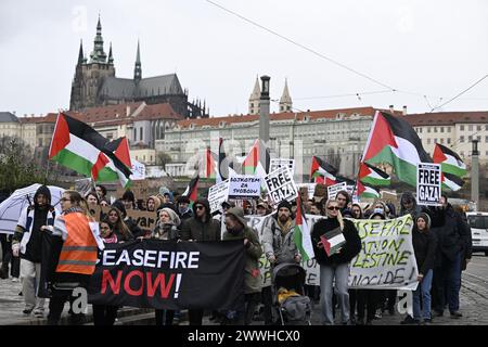 Praga, Repubblica Ceca. 24 marzo 2024. Marzo di solidarietà con la Palestina a Praga, Repubblica Ceca, 24 marzo 2024. Crediti: Katerina Sulova/CTK Photo/Alamy Live News Foto Stock