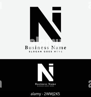 N, i, NI Letter Logo Design. Illustrazione vettoriale iniziale del logo NI alfabetico Illustrazione Vettoriale