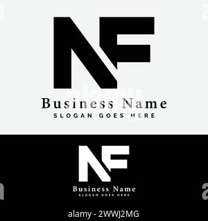 N, F, NF Letter Logo Design. Illustrazione vettoriale iniziale logo alfabetico NF Illustrazione Vettoriale